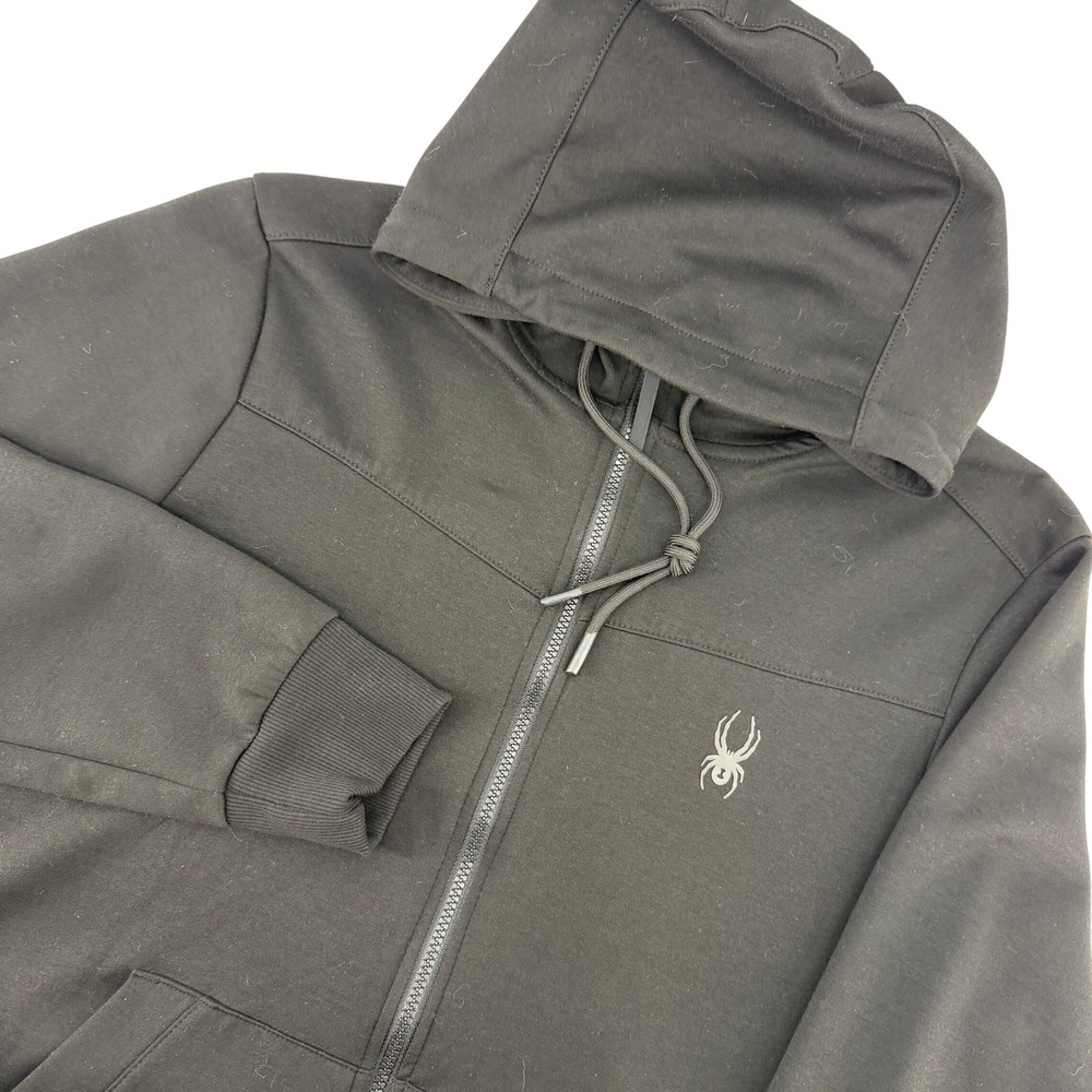Spyder Full Zip Hoodie Mens Large Black Active Performance ProWeb Jacket Winter
